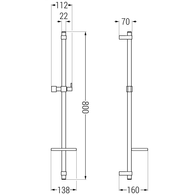 Mexen DQ sprchová tyč s mýdlenkou 80 cm, kartáčovaná tmavě šedá - 79381-66