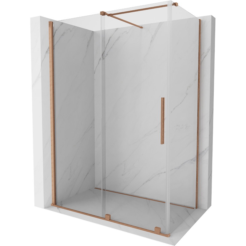 Mexen Velar posuvná sprchová kabina 150 x 90 cm, průhledná, kartáčovaná měď - 871-150-090-01-65