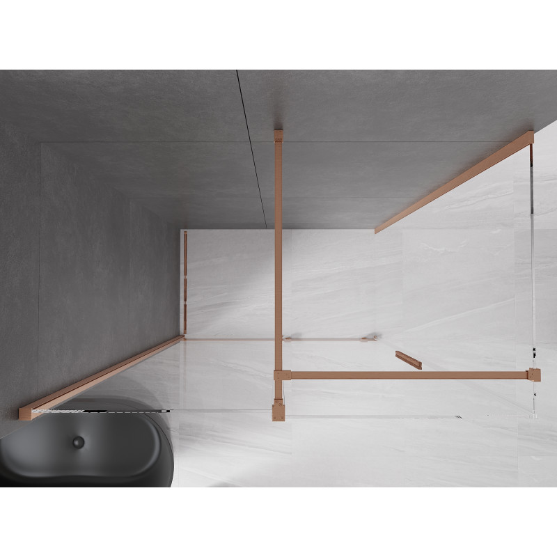 Mexen Velar zasouvací sprchový kout 160 x 85 cm, transparentní, kartáčovaná měď - 871-160-085-01-65