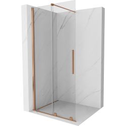 Mexen Velar sprchová stěna posuvná Walk-in 85 x 200 cm, transparentní 8 mm, kartáčovaný měď - 871-085-000-03-65