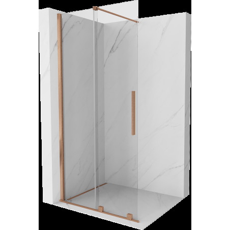 Mexen Velar sprchová stěna posuvná Walk-in 85 x 200 cm, transparentní 8 mm, kartáčovaný měď - 871-085-000-03-65