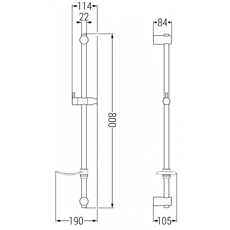 Mexen DF sprchová tyč s mýdlenkou 80 cm, zlatá - 79382-50