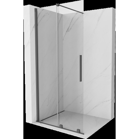 Mexen Velar sprchová stěna posuvná Walk-in 100 x 200 cm, transparentní 8 mm, kartáčovaný gun gray - 871-100-000-03-66