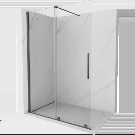 Mexen Velar rozšiřitelná sprchová stěna Walk-in 160 x 200 cm, transparentní 8 mm, broušená gun gray - 871-160-000-03-66