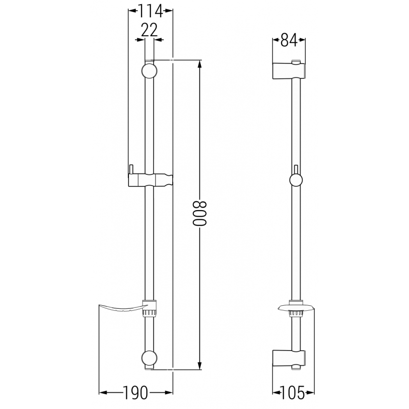 Mexen DF sprchová tyč s mýdlenkou 80 cm, růžové zlato - 79382-60