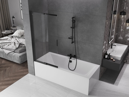 Mexen Fox dvoukřídlové posuvné vanové zástěny 85 x 150 cm, transparentní, černé - 891-085-002-70-00