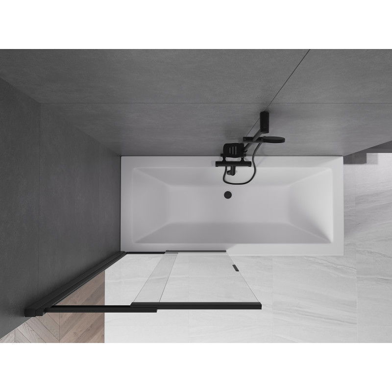 Mexen Fox dvoukřídlové posuvné vanové zástěny 85 x 150 cm, transparentní, černé - 891-085-002-70-00