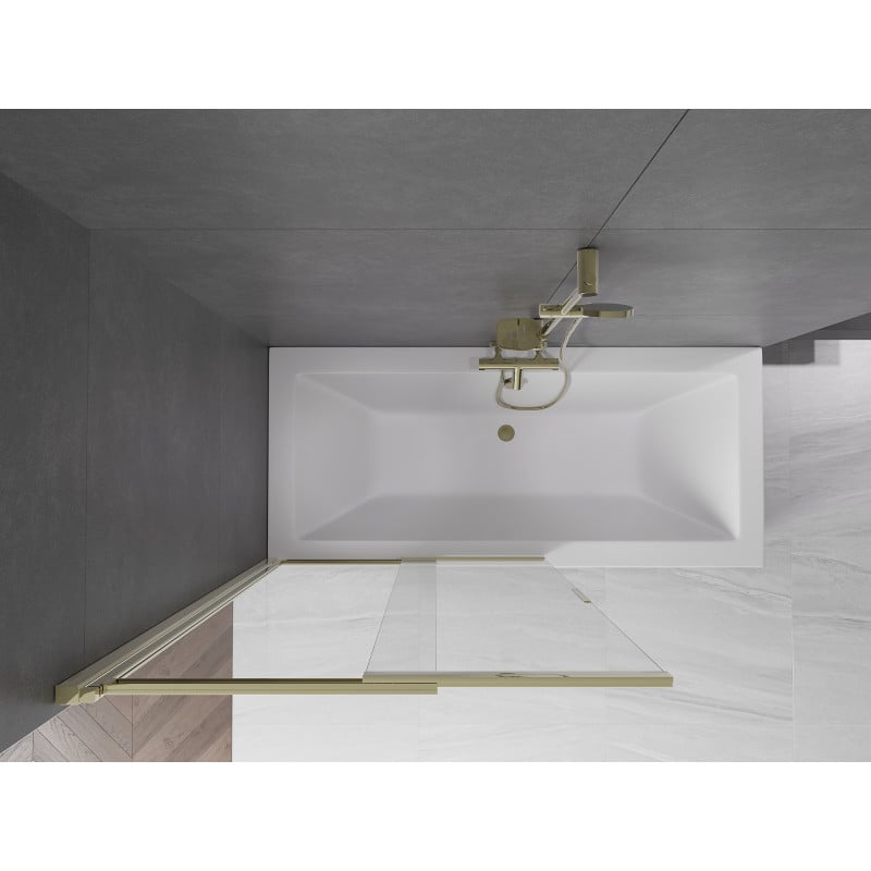 Mexen Fox vana zástěna 2-dílná posuvná 100 x 150 cm, průhledná, zlatá - 891-100-002-50-00