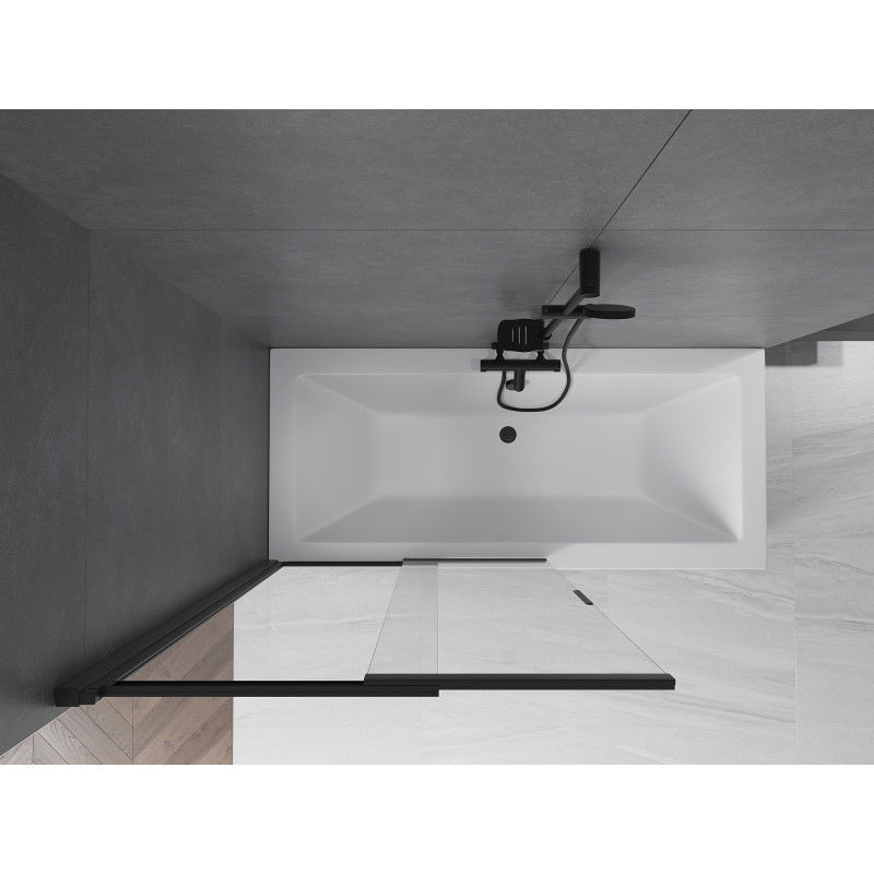 Mexen Fox vanová zástěna 2-křídlová posuvná 100 x 150 cm, transparentní, černá - 891-100-002-70-00