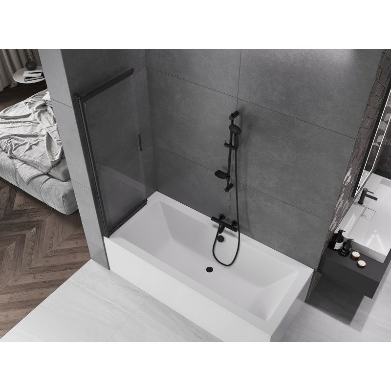 Mexen Fox vanová zástěna 2-křídlová posuvná 100 x 150 cm, transparentní, černá - 891-100-002-70-00