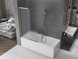 Mexen Fox sprchová zástěna dvoukřídlá posuvná 100 x 150 cm, matná, zlatá - 891-100-002-50-30