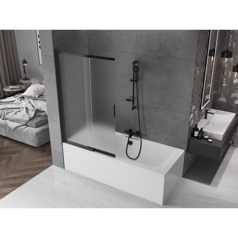 Mexen Fox vanová zástěna 2-křídlová posuvná 100 x 150 cm, mat, černá - 891-100-002-70-30