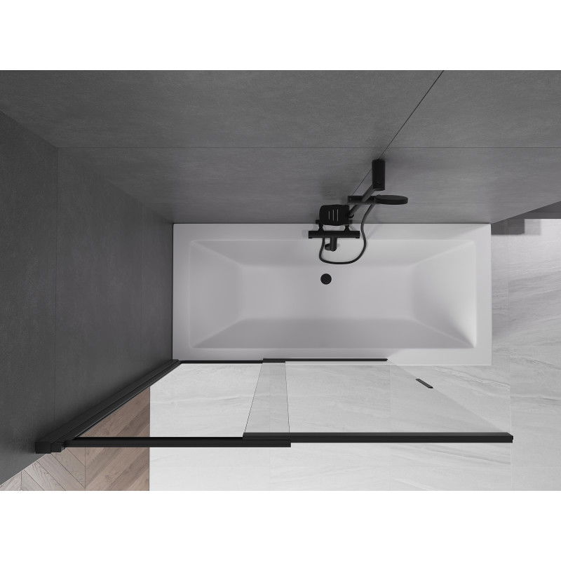 Mexen Fox vanová zástěna dvoukřídlá posuvná 120 x 150 cm, transparentní, černá - 891-120-002-70-00