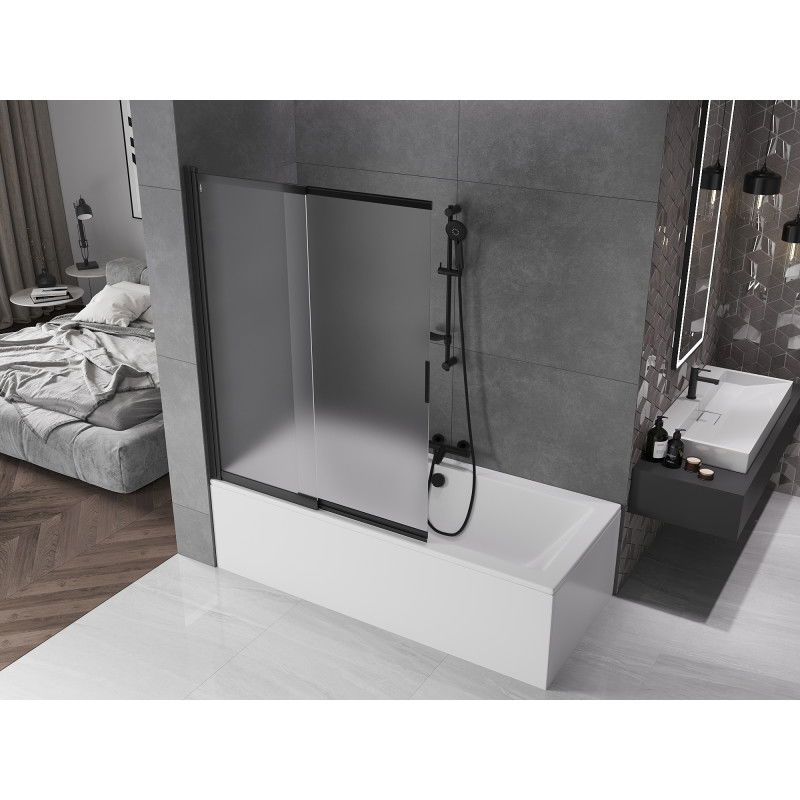 Mexen Fox vanová zástěna 2-křídlová posuvná 120 x 150 cm, matná, černá - 891-120-002-70-30