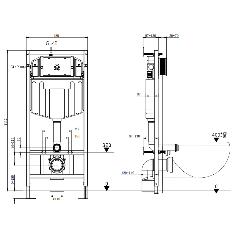 Mexen Fenix E podomítkový rám pro WC - 60109