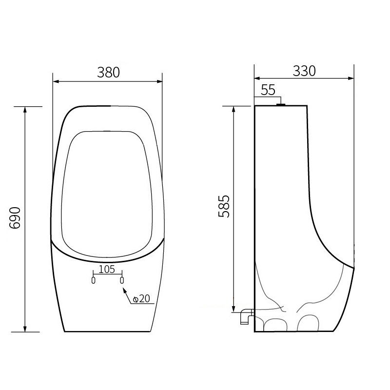 Mexen Oliver závěsný pisoár, bílý - 37016900