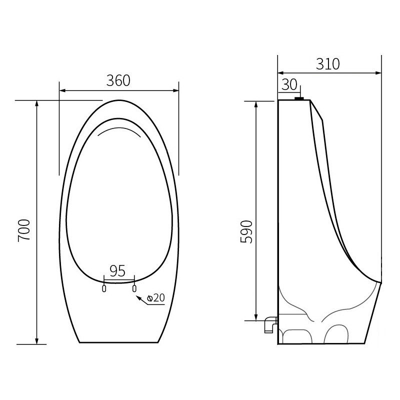 Mexen Lucas pisoár závěsný, bílý - 37027000