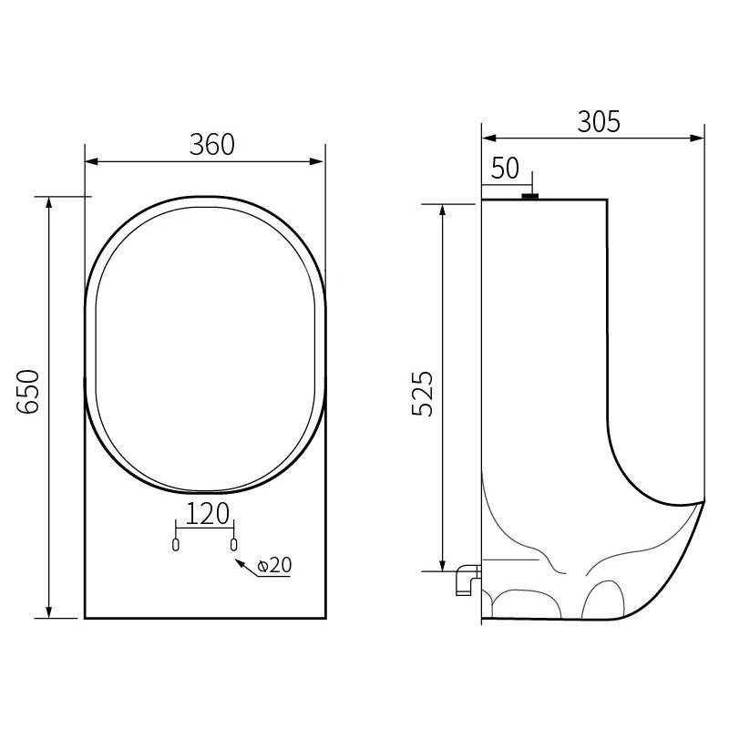 Mexen Mateo pisoár závěsný, černý mat - 37036570