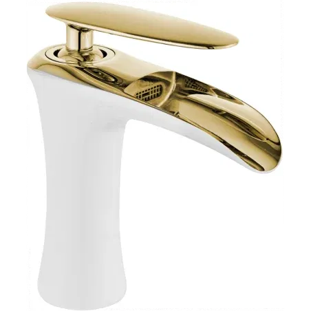 Mexen Lyra baterie umyvadlová, bílá/zlatá - 745300-25