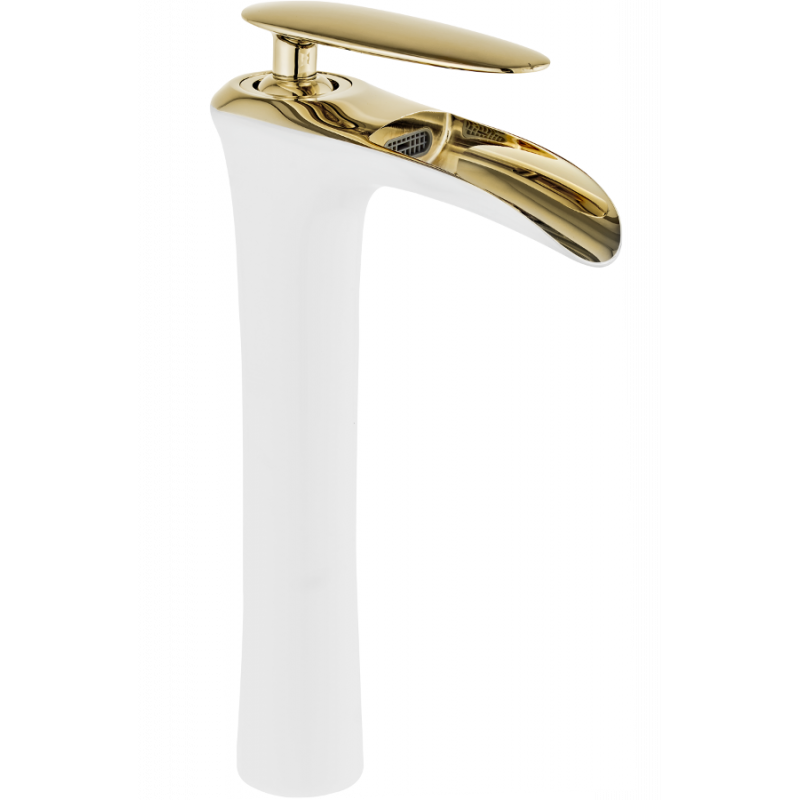 Mexen Lyra vysoká umyvadlová baterie, bílá/zlatá - 745310-25