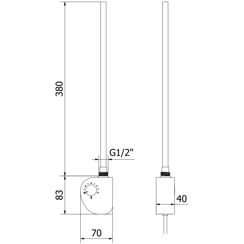 Mexen FA-D elektrická topná tyč 300 W, černá - W950-0300-70