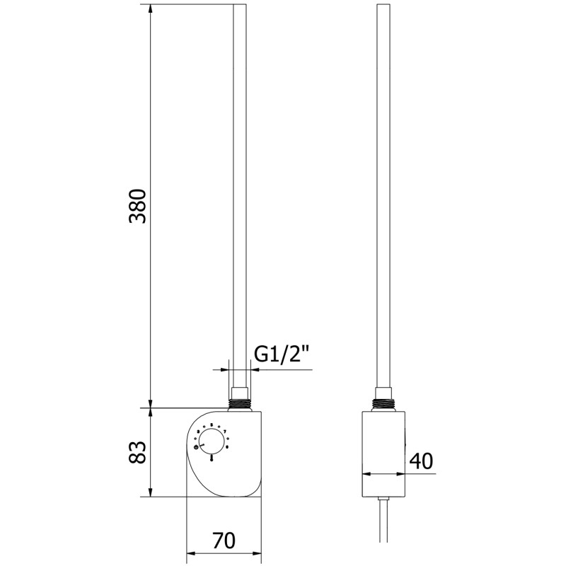 Mexen FA-D elektrické topné těleso 300 W, černé - W950-0300-70