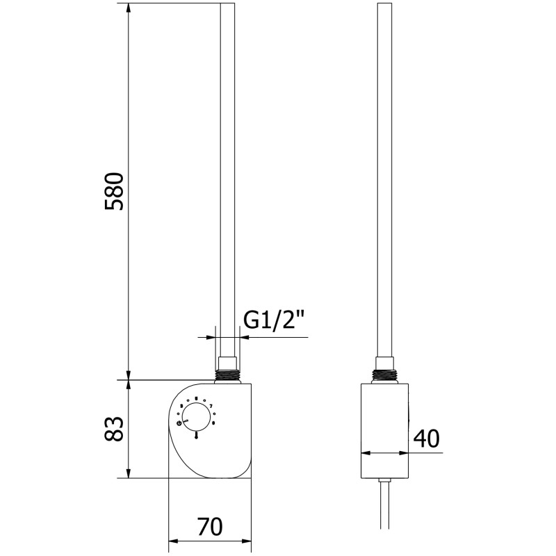 Mexen FA-D elektrické topné těleso 600 W, černé - W950-0600-70