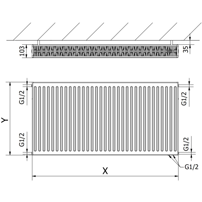 Mexen CV22 deskotopení 300 x 2000 mm, spodní připojení, 1866 W, bílý - W622-030-200-00