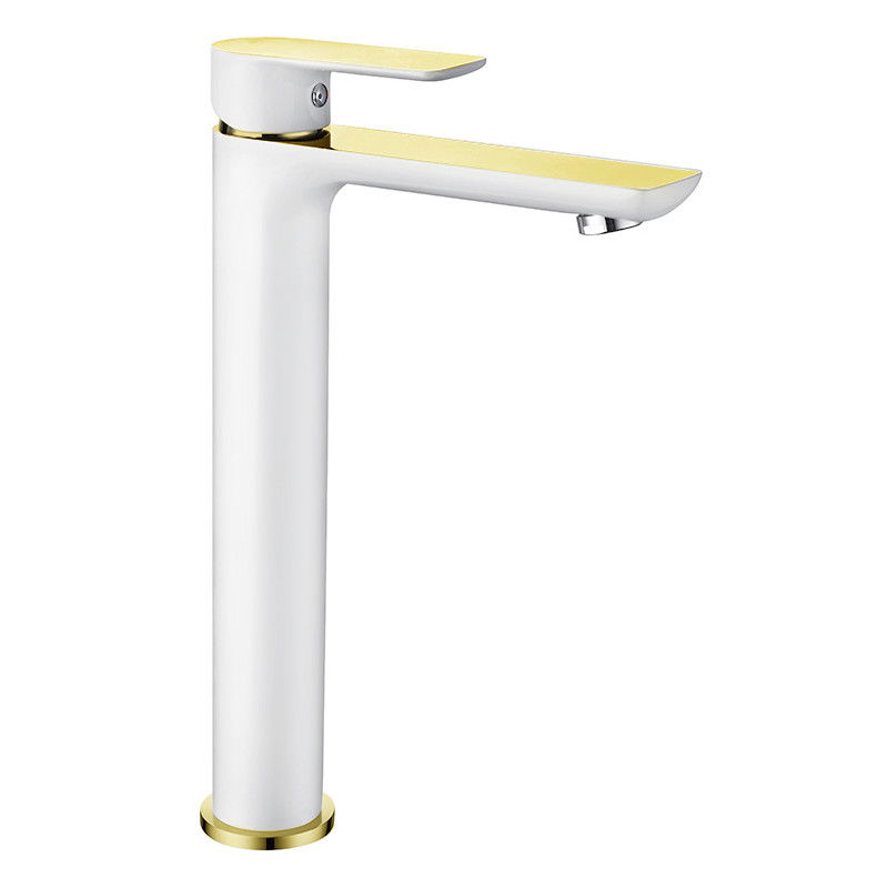 Mexen Alfa vysoká umyvadlová baterie, bílá/zlatá - 745710-25