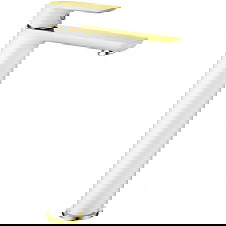 Mexen Alfa vysoká umyvadlová baterie, bílá/zlatá - 745710-25