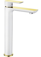 Mexen Alfa vysoká umyvadlová baterie, bílá/zlatá - 745710-25
