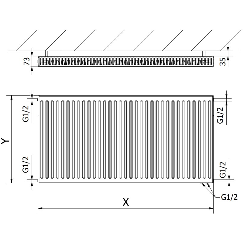Mexen CV21 panelový radiátor 900 x 600 mm, spodní připojení, 1066 W, bílý - W621-090-060-00