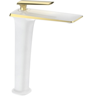 Mexen Purus vysoká umyvadlová baterie, bílá/zlatá - 745810-25