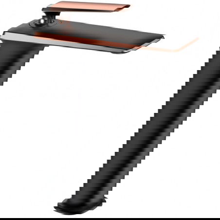 Mexen Purus vysoká umyvadlová baterie, černá/růžovo zlatá - 745810-76