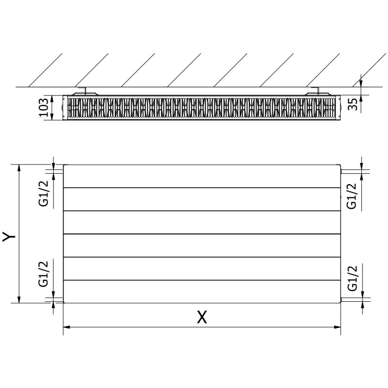 Mexen CL22 Line deskové topení 600 x 1400 mm, boční připojení, 2215 W, bílé - W422L-060-140-00
