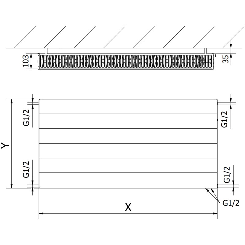 Mexen CVL22 Linka deskový radiátor 900 x 400 mm, spodní připojení, 880 W, bílý - W622L-090-040-00