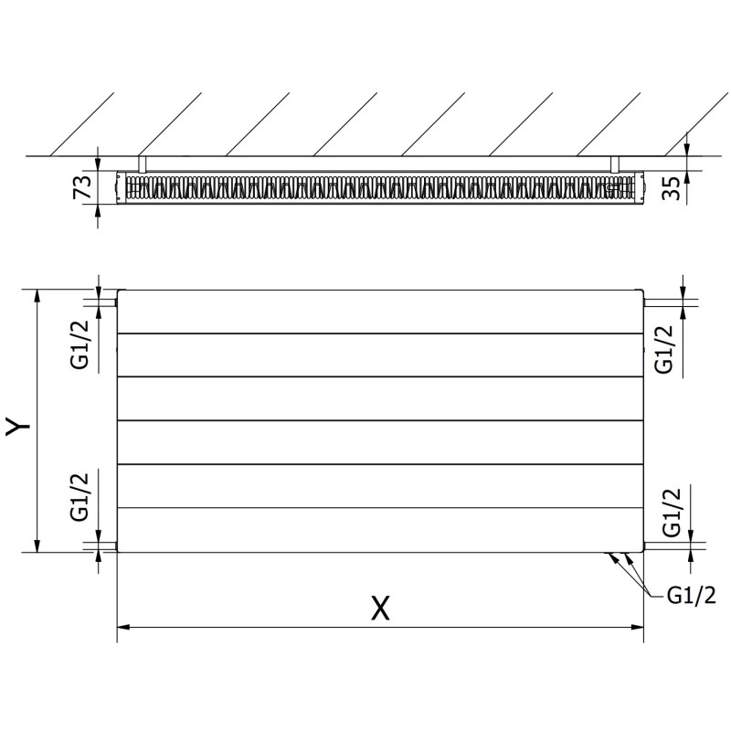 Mexen CVL21 Line deskový radiátor 900 x 1000 mm, spodní připojení, 1589 W, bílý - W621L-090-100-00