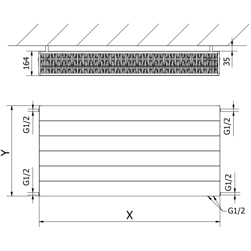 Mexen Line CVL33 deskový radiátor 500 x 400 mm, spodní připojení, 760 W, bílý - W633L-050-040-00