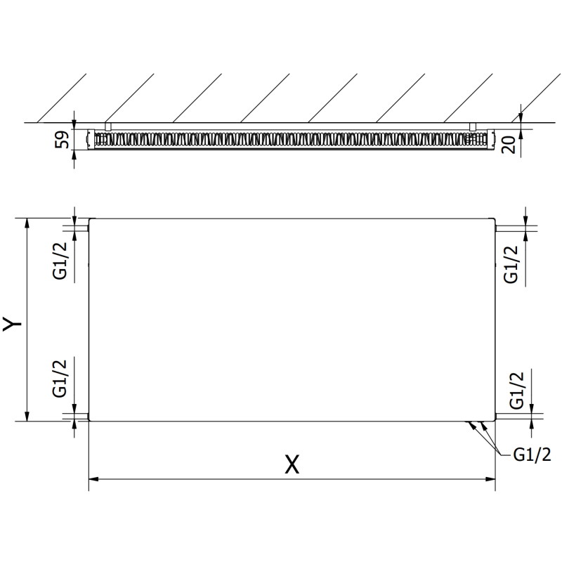 Mexen CVF11 Flat deskový radiátor 300 x 500 mm, spodní připojení, 227 W, bílý - W611F-030-050-00