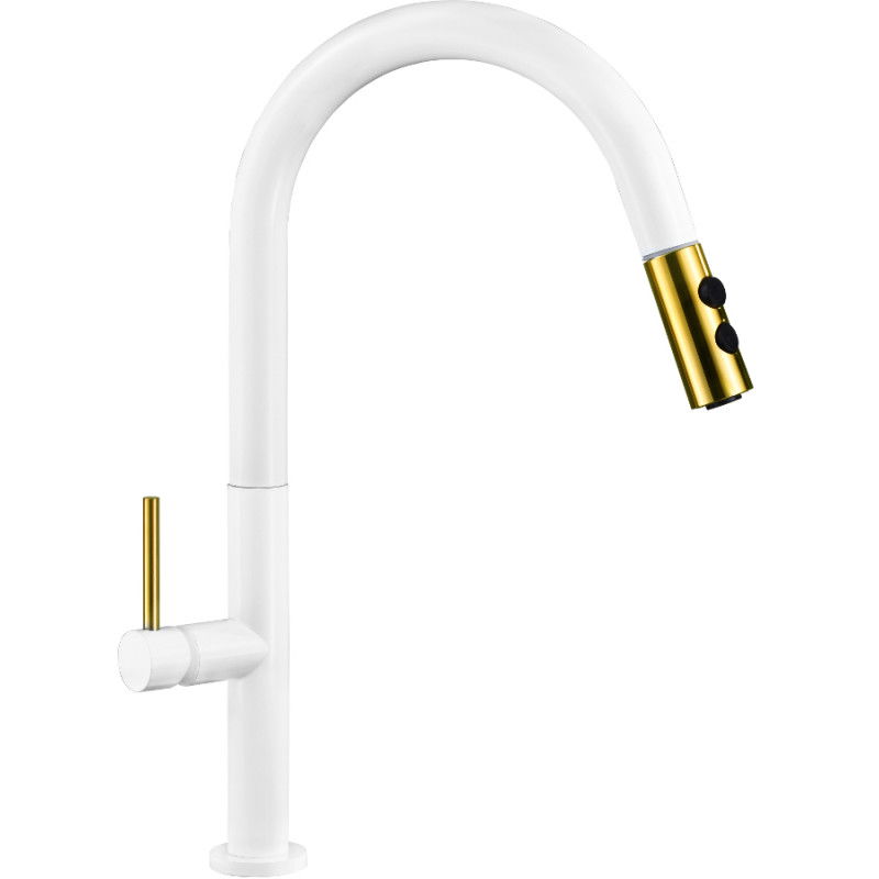 Mexen Ava kuchyňská baterie, bílá/zlatá - 672800-25