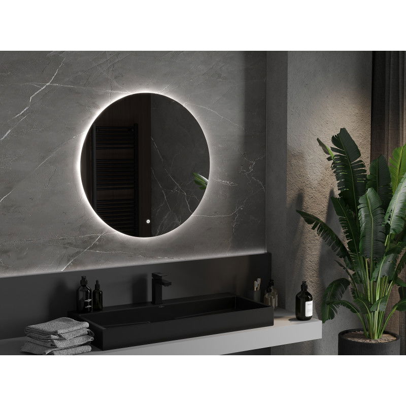 Mexen Erg osvětlené koupelnové zrcadlo, kulaté 80 cm, LED 6000K, protimlhové - 9823-080-080-611-00