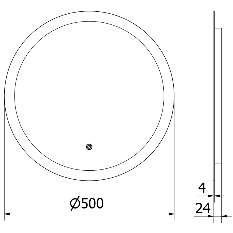 Mexen Oro kulaté podsvícené zrcadlo, kruhové 50 cm, LED 6000K, antifog - 9824-050-050-611-00