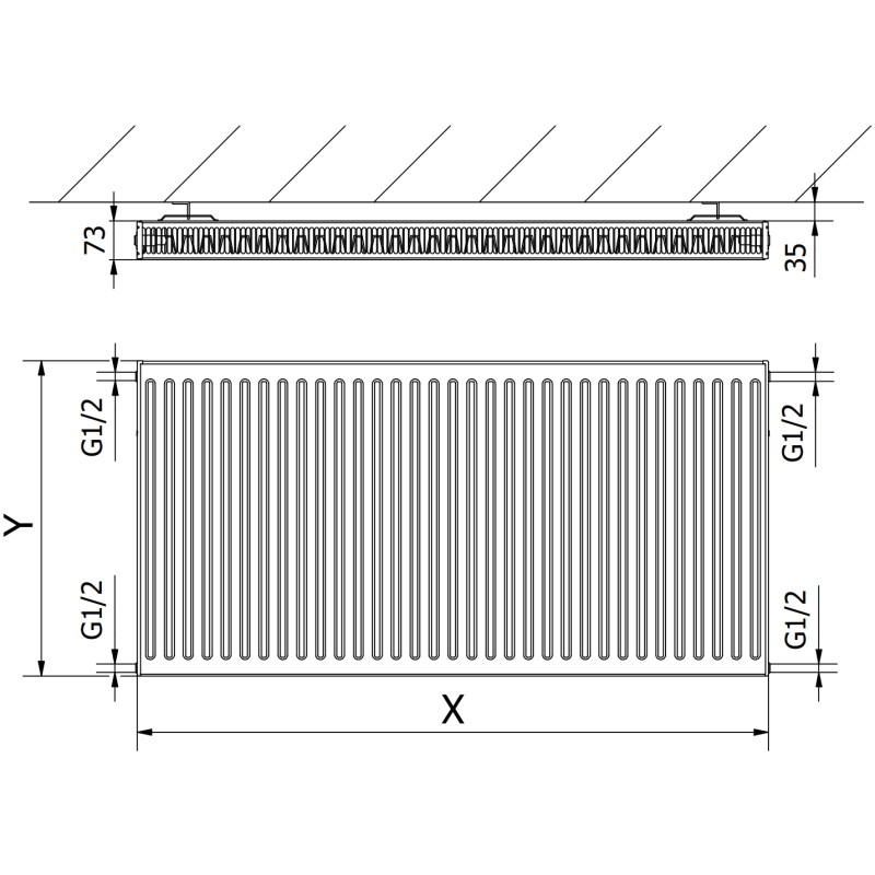 Mexen C21 deskowy radiátor 500 x 900 mm, boční připojení, 997 W, antracit - W421-050-090-66