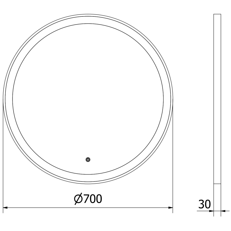 Mexen Esso osvětlené koupelnové zrcadlo, kulaté 70 cm, LED 6000K, antivapor, zlatý rám - 9825-070-070-611-50