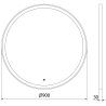 Mexen Esso kulaté podsvícené koupelnové zrcadlo, 90 cm, LED 6000K, proti mlžení, zlatý rám - 9825-090-090-611-50