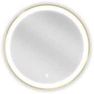 Mexen Esso osvětlené koupelnové zrcadlo, kulaté 60 cm, LED 6000K, anti-pára, zlatý rám - 9825-060-060-611-50