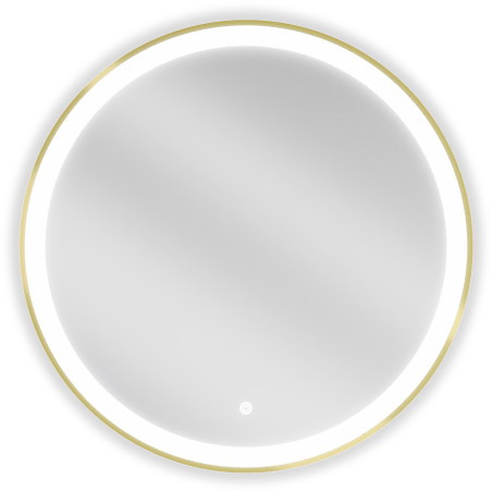 Mexen Esso koupelnové zrcadlo s podsvícením, kulaté 70 cm, LED 6000K, protimlha, zlatý rám - 9825-070-070-611-50