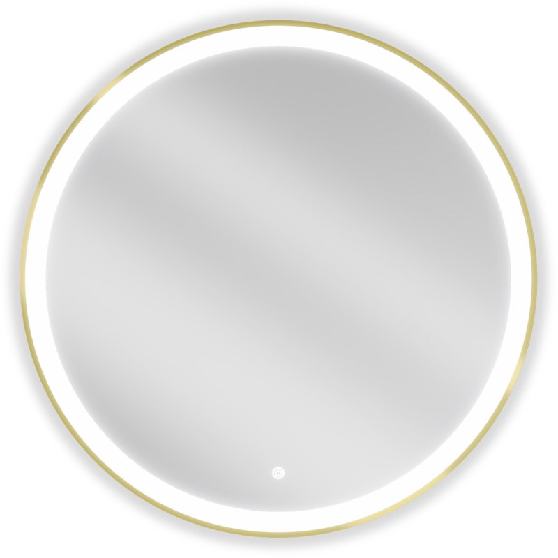 Mexen Esso kulaté osvětlené koupelnové zrcadlo, průměr 80 cm, LED 6000K, anti-pára, zlatý rám - 9825-080-080-611-50