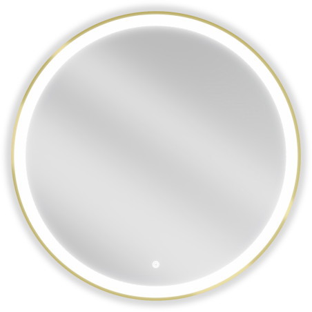 Mexen Esso kulaté osvětlené koupelnové zrcadlo, průměr 80 cm, LED 6000K, anti-pára, zlatý rám - 9825-080-080-611-50