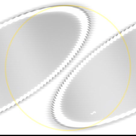Mexen Esso osvětlené koupelnové zrcadlo, kulaté 80 cm, LED 6000K, protimlhové, zlatý rám - 9825-080-080-611-50